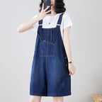 Denim Overalls Loose Straight Leg High Waist Suspender Pants