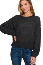 Textured Drop Shoulder Knit Top