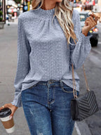 Trendsi Eyelet Long Sleeve Blouse