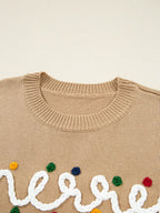 Sarah Express Women's Merry Colorful Dot Detail Christmas Dolman Sweater