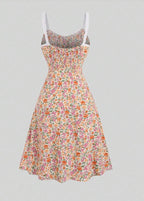 Floral Lace Trim Camisole Dress High Waist Sleeveless