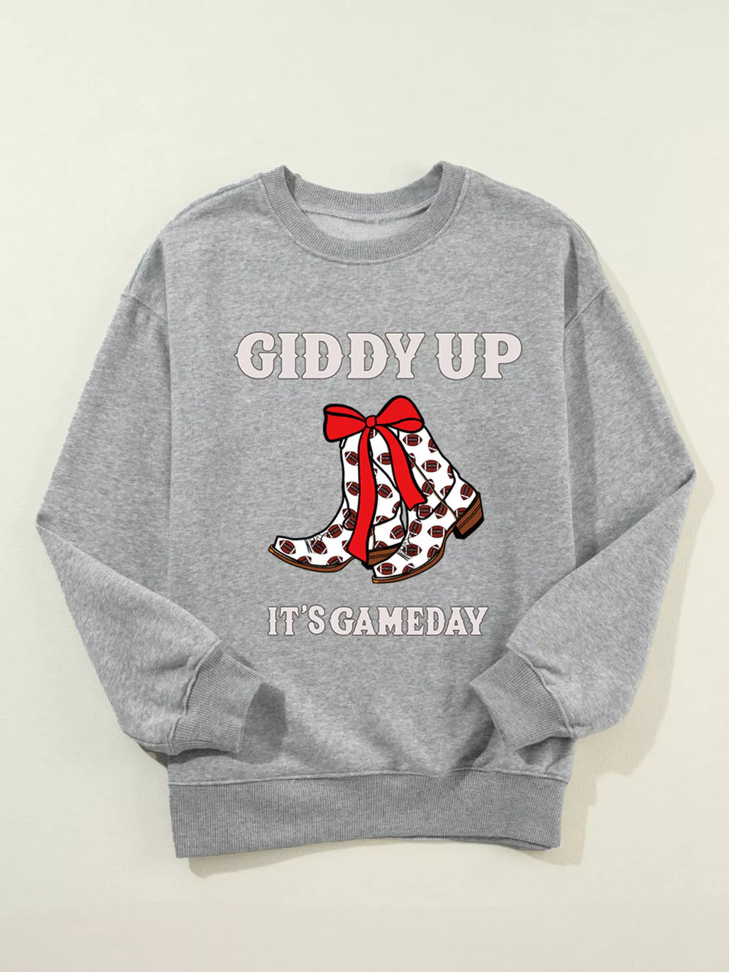 Sarah Express Women's Giddy Up Its Game Day Cowgirl Boots Graphic Sweatshirt