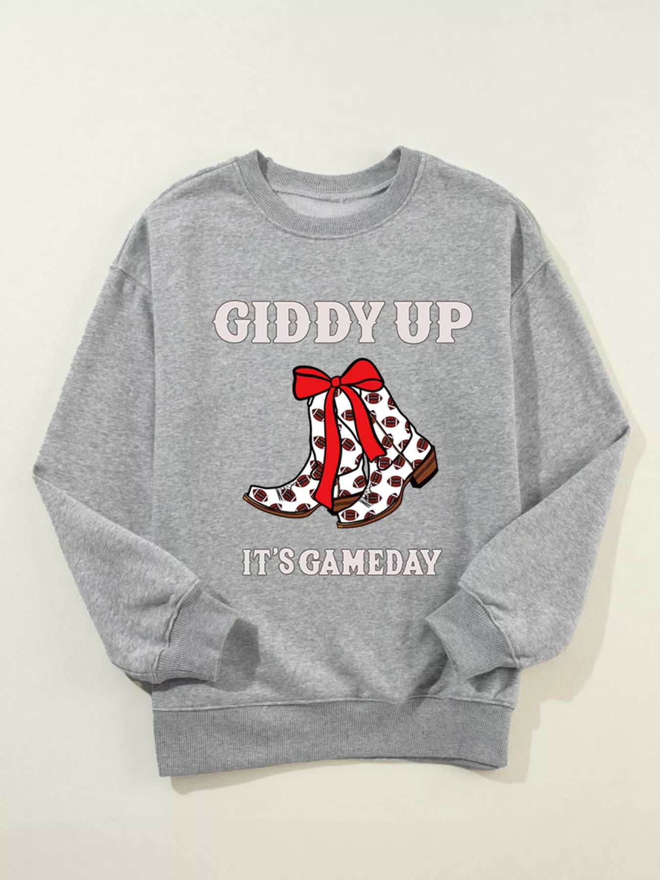 Sarah Express Women's Giddy Up Its Game Day Cowgirl Boots Graphic Sweatshirt