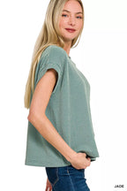 Sarah Express Women's Raised Rib Cap Sleeve Top & Shorts Set