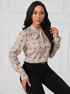 Sarah Express Women's Polka Dot Tie Neck Blouse