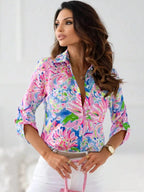 Sarah Express Women's Floral Print Button-Down Shirt