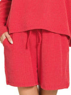 Corded Rib Long Sleeve Tee and Shorts Set
