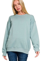 Sarah Express Women's Oversized Fleece Crewneck Sweatshirt - Blue Grey for Fall & Winter Casual