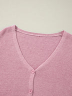 Sarah Express Women's Ribbed Knit Button Front V Neck Cardigan