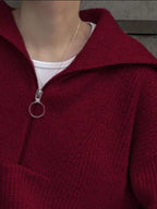 Sarah Express Women's Half Zip Dropped Shoulder Sweater