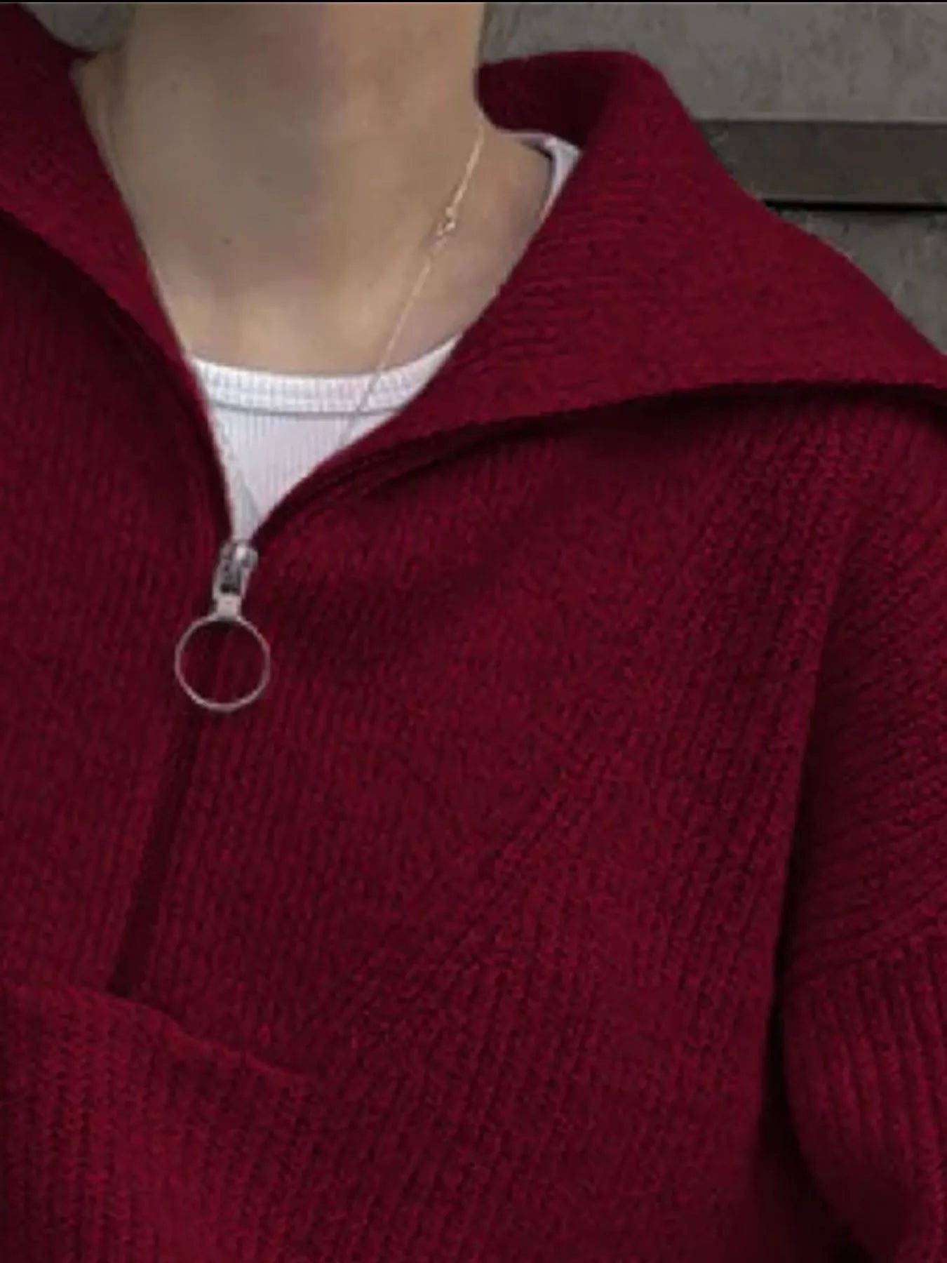 Sarah Express Women's Half Zip Dropped Shoulder Sweater