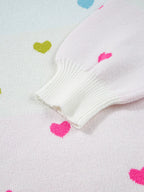 Sarah Express Women's Multicolour Heart Pattern Dropped Shoulder Sweater