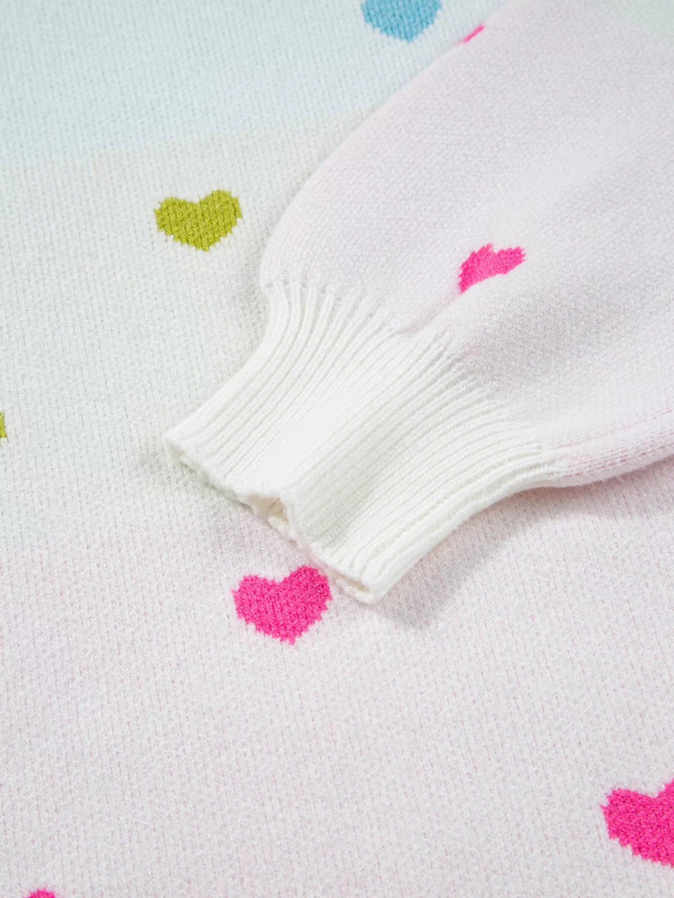 Sarah Express Women's Multicolour Heart Pattern Dropped Shoulder Sweater