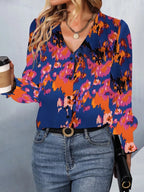 Sarah Express Women's Printed Button Up Long Sleeve Shirt