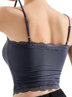 Sarah Express Women's Lace Trim Cami Top - Elegant Sleeveless Tank