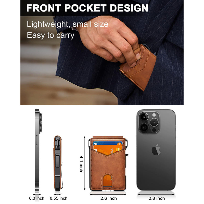 Sarah Express Carbon Fiber Slim Folding Cardholder Wallet for Men – Minimalist PU Leather Bifold