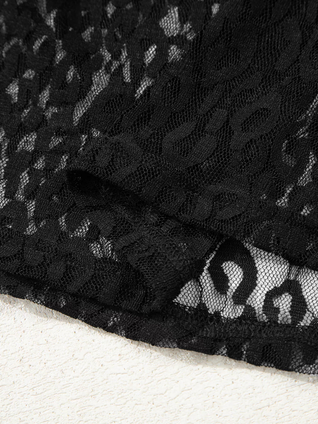 Sarah Express Women's Leopard Pattern Sheer Mesh Long Sleeve Top