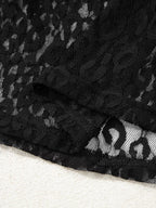 Sarah Express Women's Leopard Pattern Sheer Mesh Long Sleeve Top