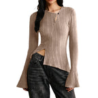 Women's Casual Stitching Long Sleeve Button T-shirt