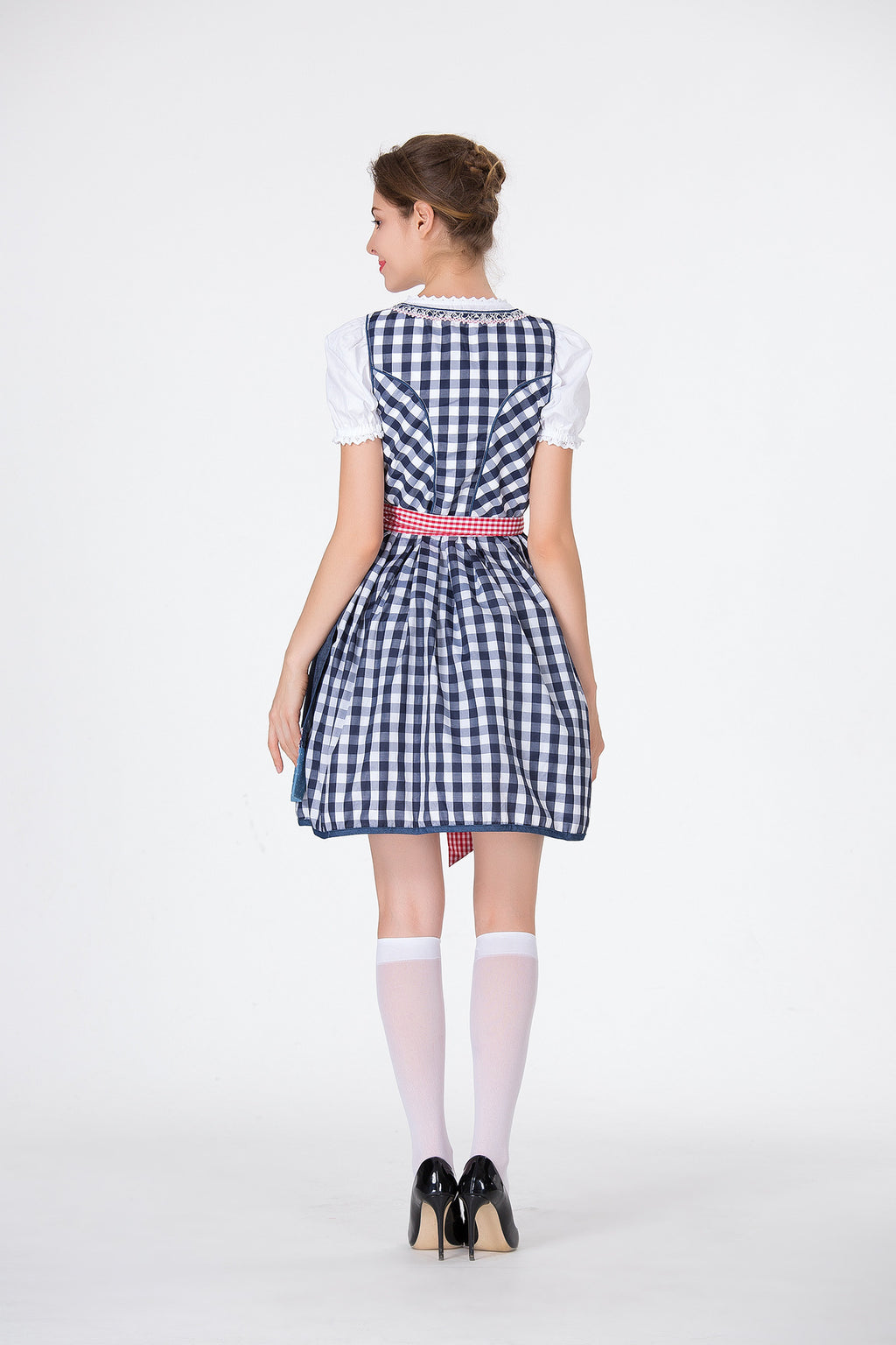 Women's Bavarian Dirndl Beer Dress 3-Piece Oktoberfest Costume with Top Skirt Apron