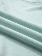 Sarah Express Women's Mineral Wash Exposed Seam Buttoned V Neck Top