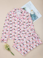 Sarah Express Women's Halloween Ghost Print Button Up Top and Pants Lounge Set