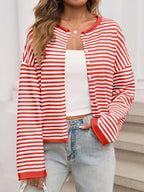 Sarah Express Women's Striped Button-Up Cardigan