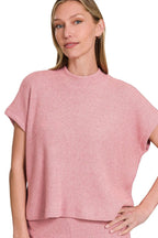 Sarah Express women’s ribbed sweater lounge set featuring a loose, boxy fit top and matching long pants.
