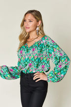 Sarah Express Women's Printed Balloon Sleeve Blouse