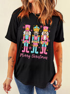 Sarah Express Women's Merry Christmas Nutcracker Doll Printed T-Shirt