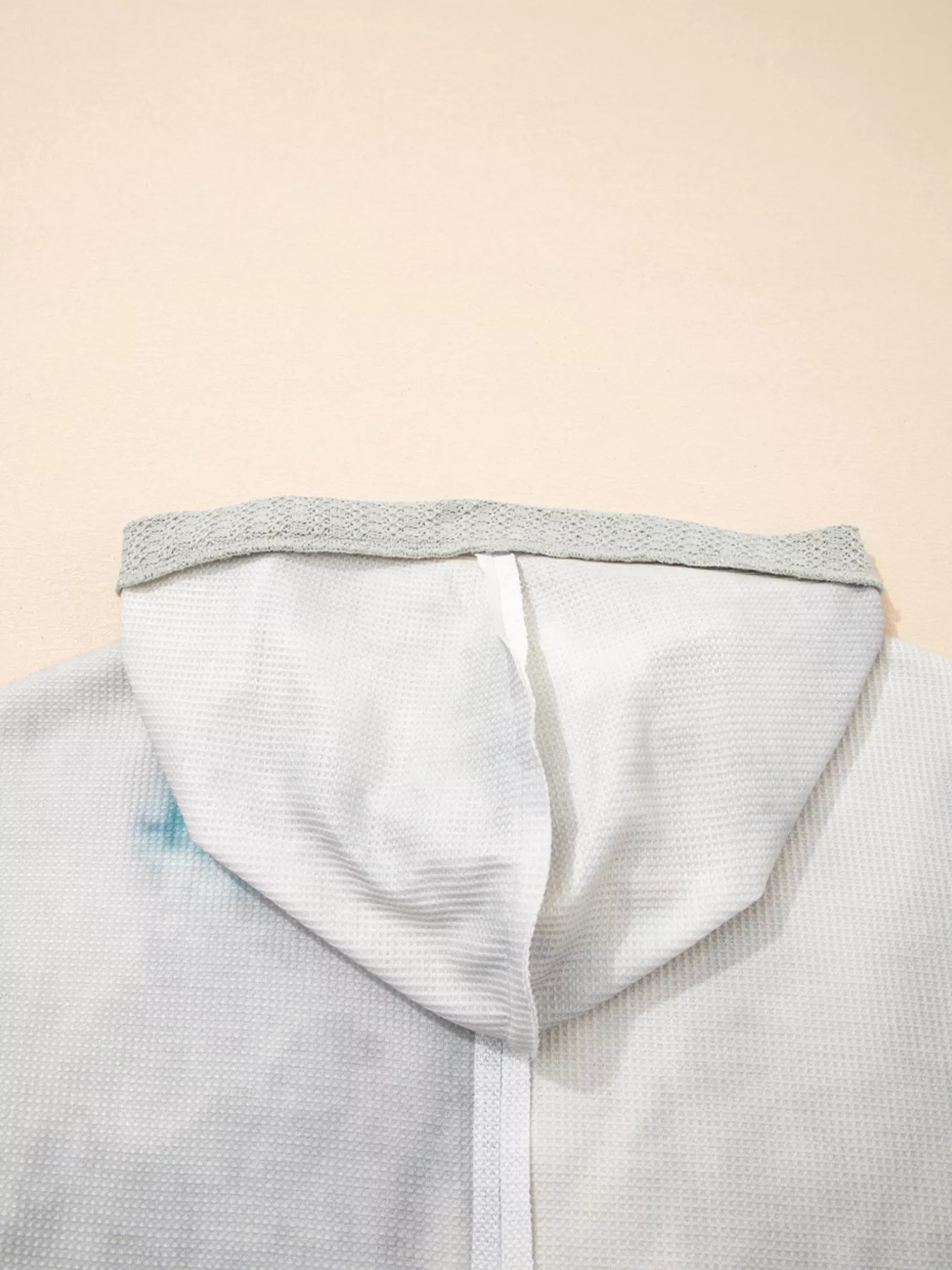 Sarah Express Women's Floral Patched Waffle Textured V Neck Casual Hooded Top