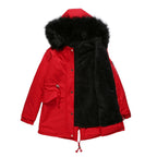 Women's Mid-Length Cotton Padded Hooded Parka Coat Loose Fit Winter Jacket