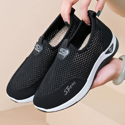 Sarah Express Women's Slip-On Mesh Pumps | Soft-Sole Non-Slip Flyknit Shoes Black