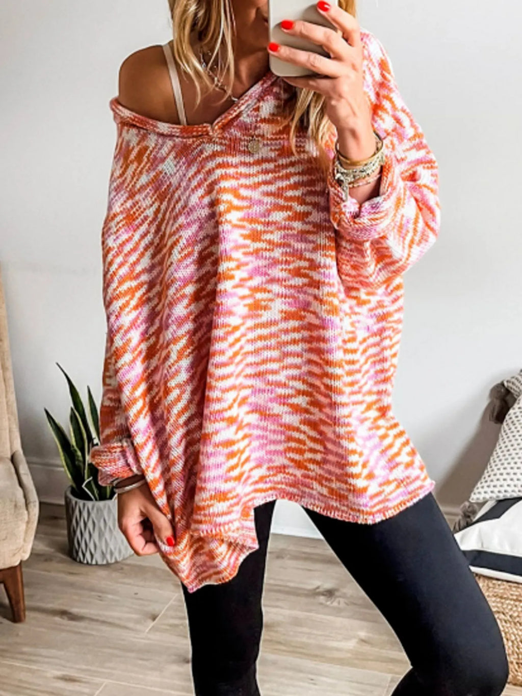 Sarah Express Women's Multi-Color V-Neck Sweater