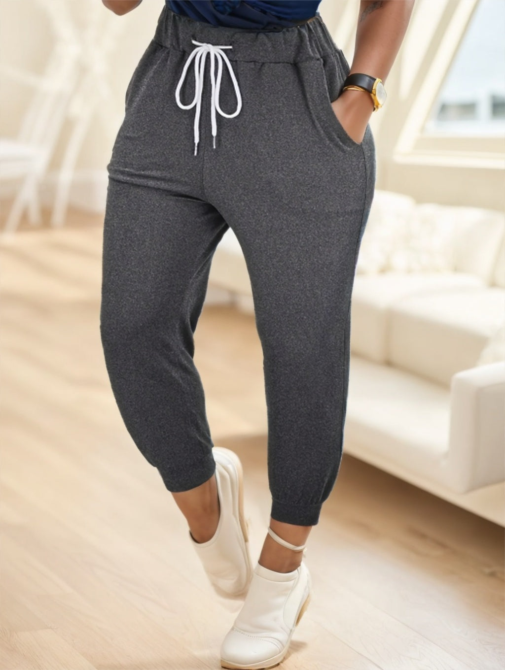 Women's Drawstring Waist Jogger Pants Full Length Casual