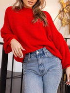 Sarah Express Women's Round Neck Dropped Shoulder Sweater