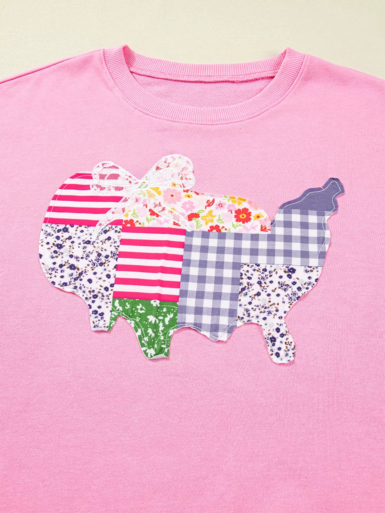 Sarah Express Women's USA Map Patched Long Sleeve Sweatshirt