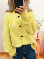 Sarah Express Women's Flower Button-Down Cardigan