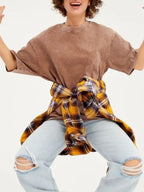 Sarah Express Women's Round Neck Short Sleeve T-Shirt - Oversized Basic Tee