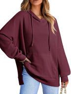 Sarah Express Women's Slit Drawstring Waffle Knit Hoodie