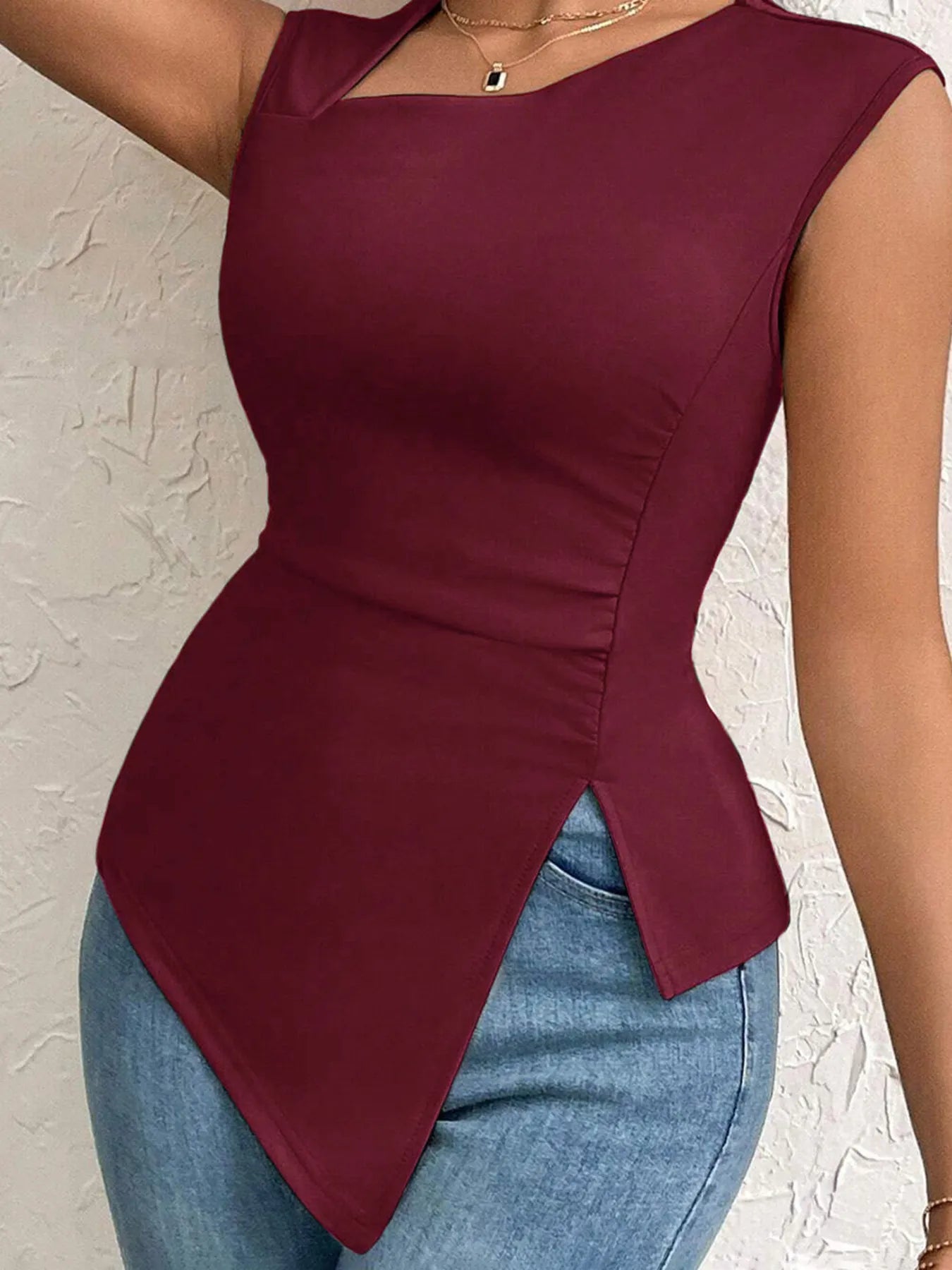 Sarah Express Women's Slit Asymmetrical Tank Top