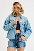 Washed Dropped Shoulder Denim Jacket