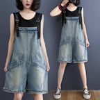 Women's Denim Overalls with Adjustable Suspenders Casual Jumpsuit Romper