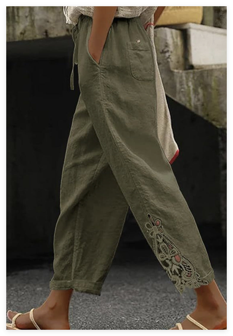 Women's Mid-Rise Straight Leg Baggy Trousers Casual Pants