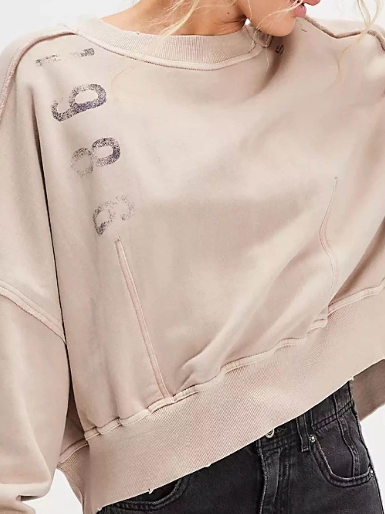 Sarah Express Women's Printed Round Neck Dropped Shoulder Sweatshirt