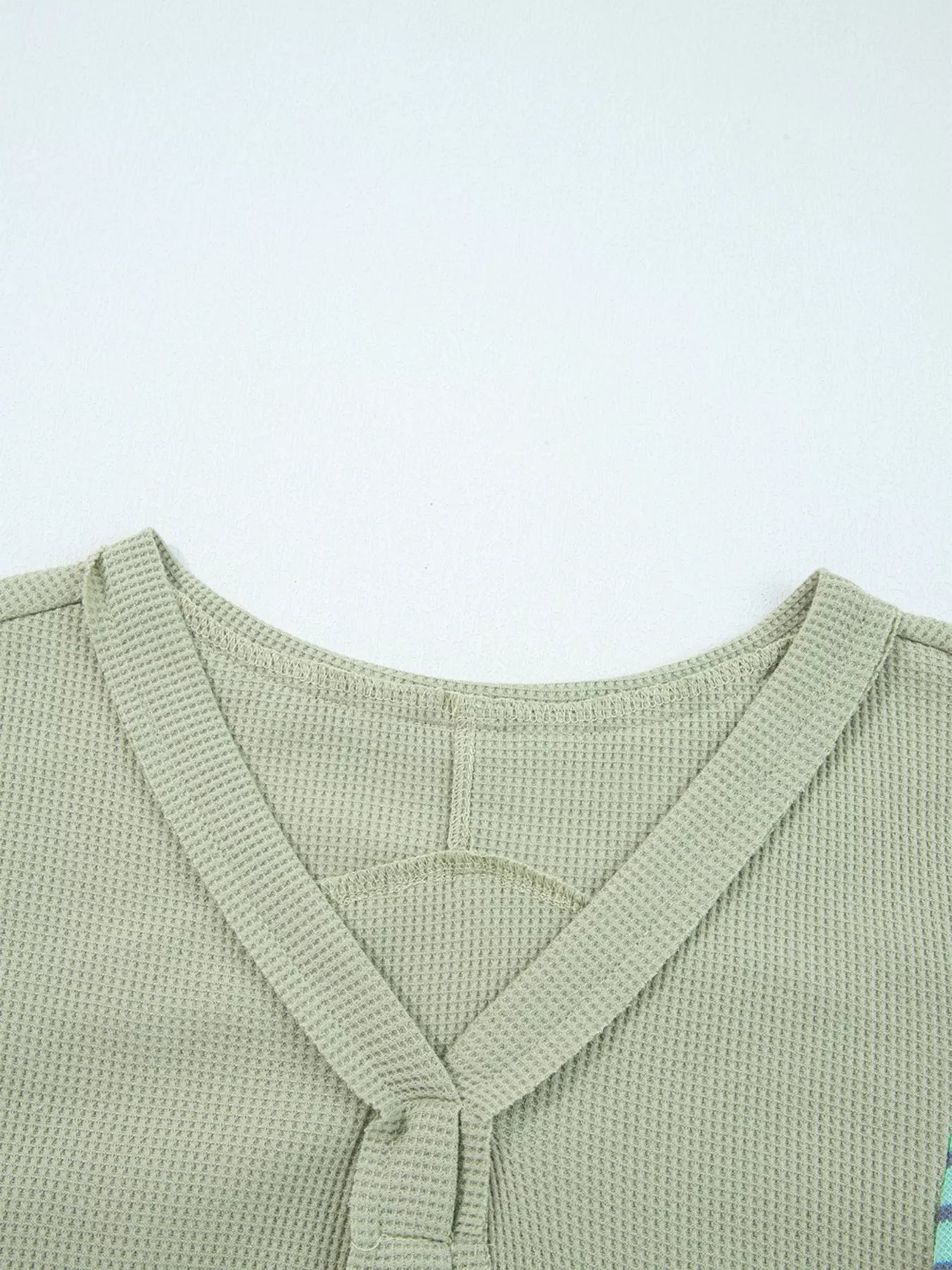 Sarah Express Women's Exposed Seam Waffle Striped Patchwork Baggy Blouse