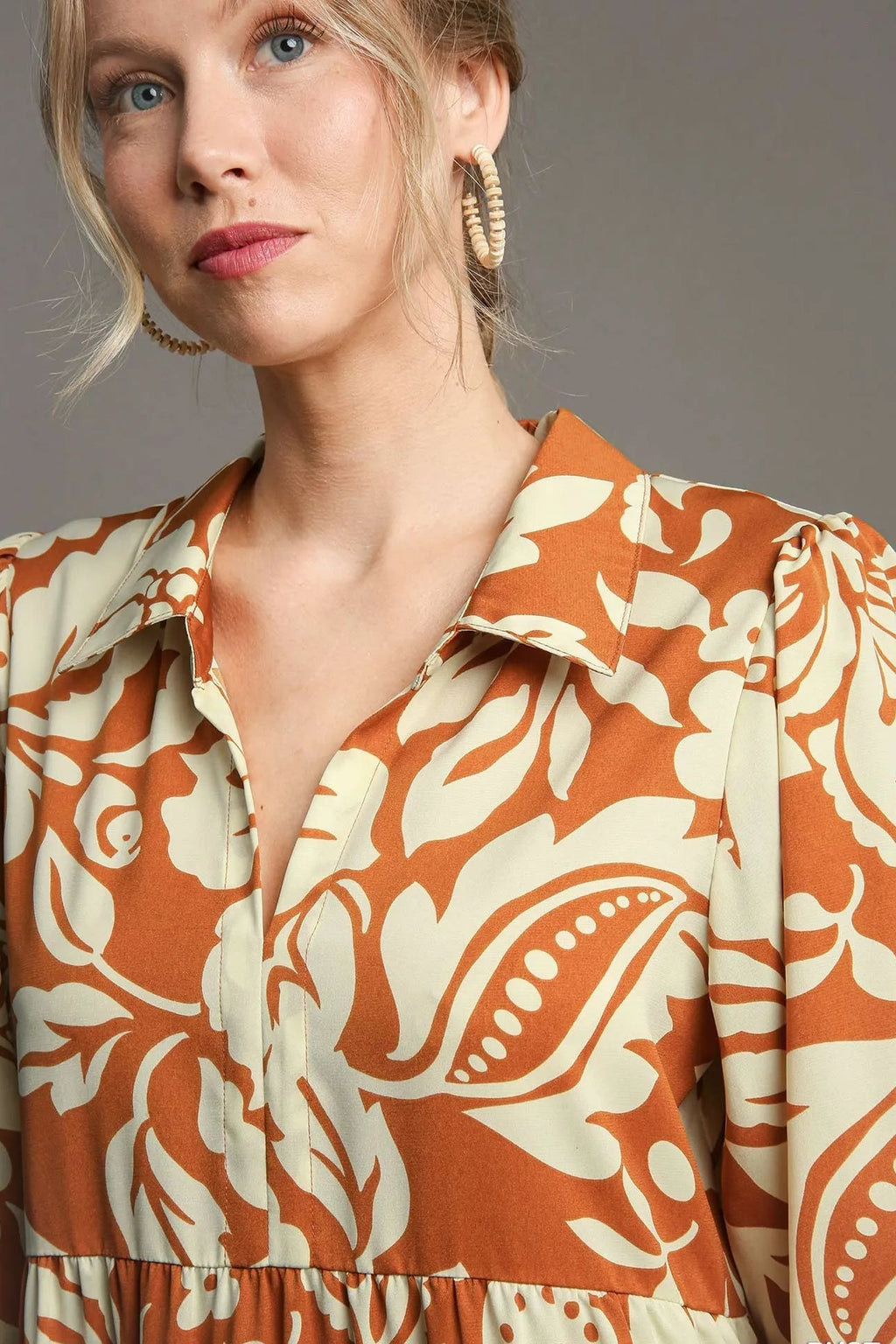 Sarah Express Women’s Plus Size Floral Tiered Midi Shirt Dress