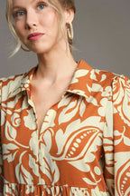 Sarah Express Women’s Plus Size Floral Tiered Midi Shirt Dress