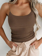 Sarah Express Women's Scoop Neck Cami Coffee Brown