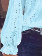 Sarah Express Women's Plus Size Eyelet V-Neck Flounce Sleeve Blouse